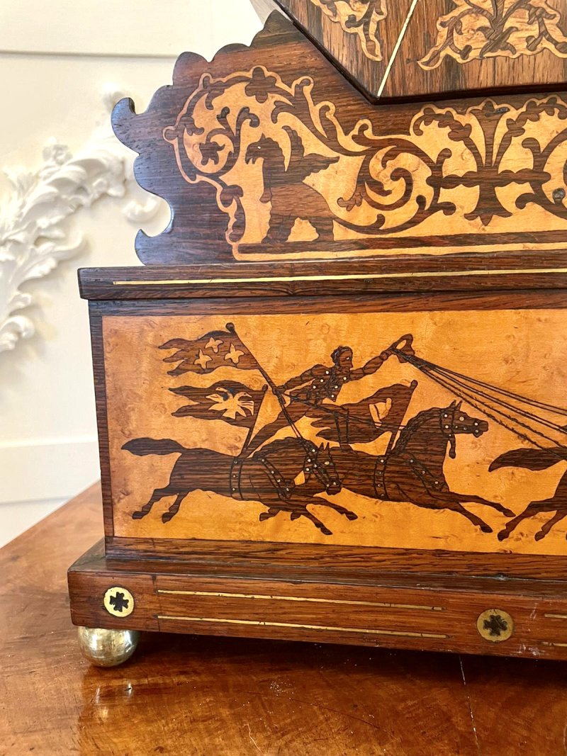 Fine Antique Regency Inlaid Marquetry Mantel Clock - Image 11